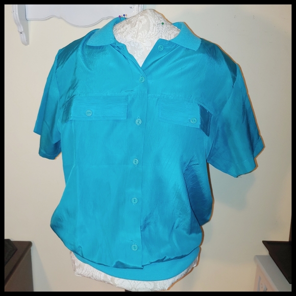 Lauren Lee Tops - Teal Polyester Blouse